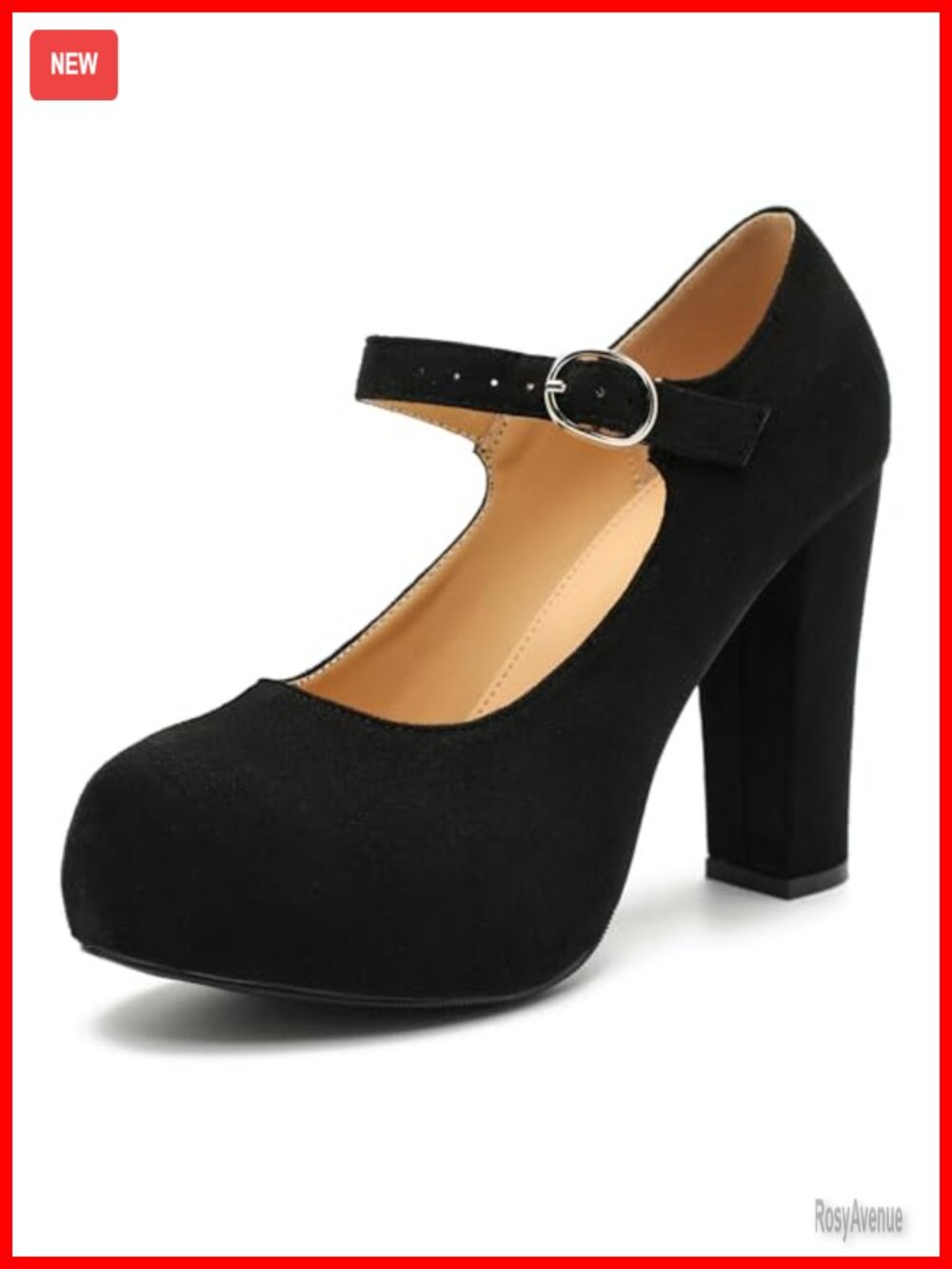 Women's Mary Jane Platform Pumps Chunky Block Heel Ankle Strap Round Closed Toe